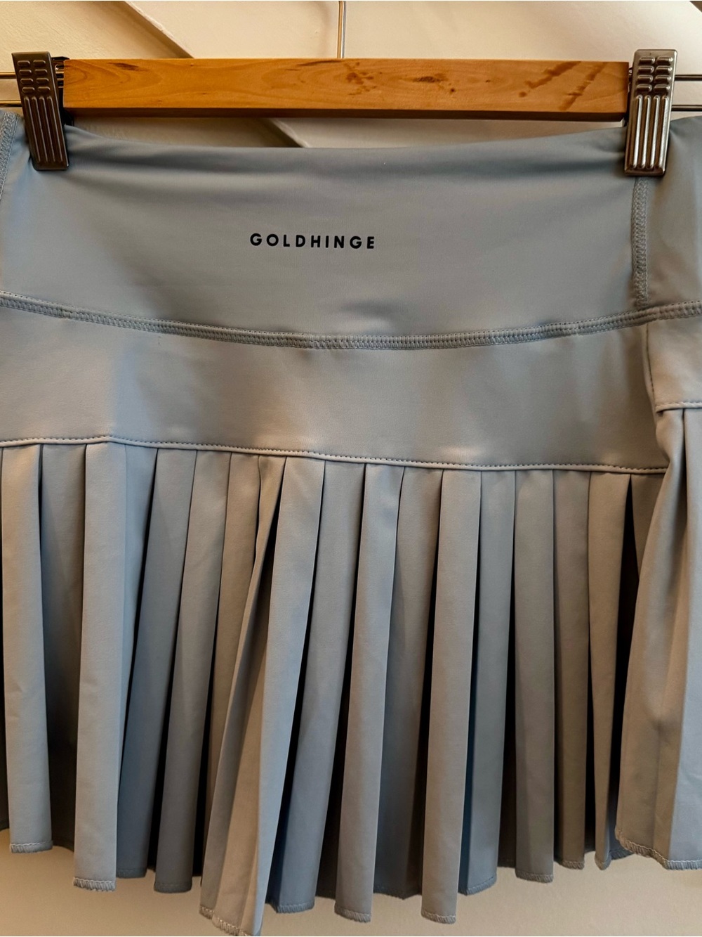 GoldHinge Light Blue Pleated Mini Skirt